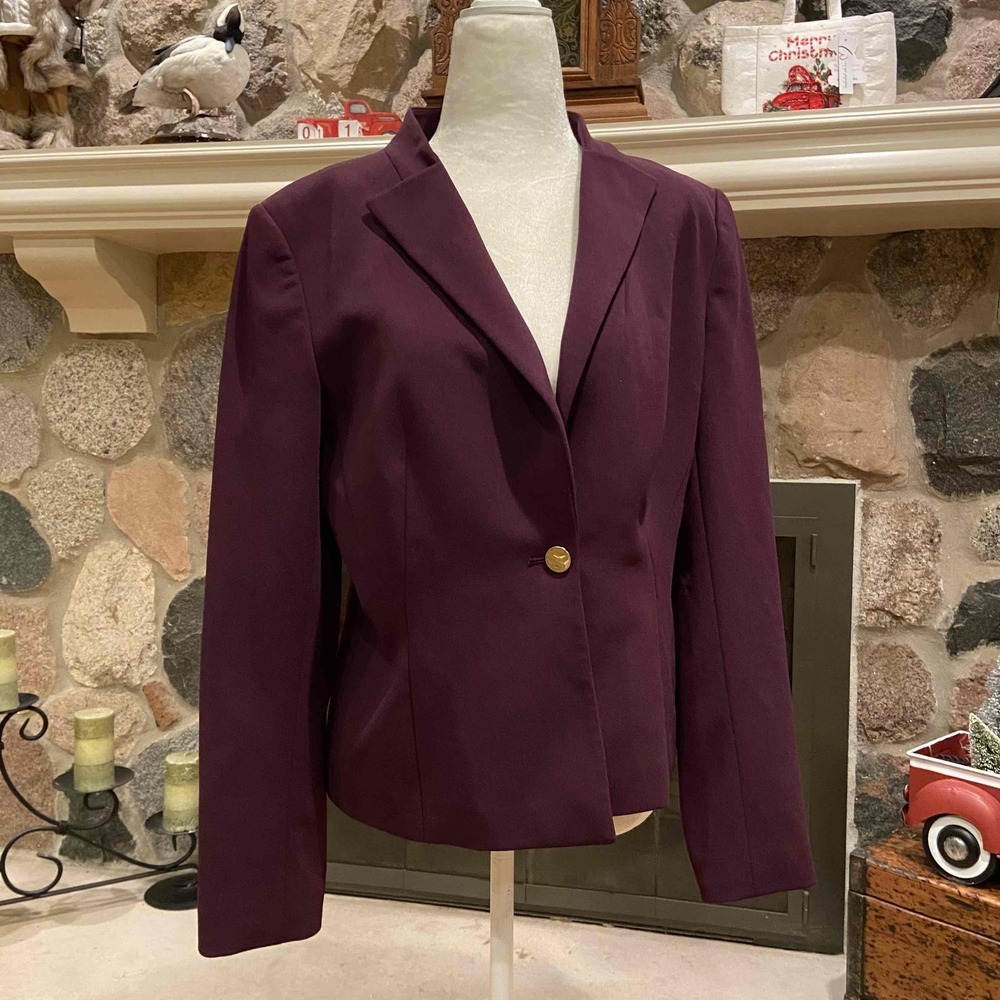 Calvin Klein Womens Blaxer Purple Button Single‎ Breasted Sz 12